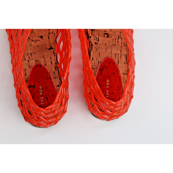 The Row Mara Red Fishnet Jelly PVC Cut Out Cage Flat Sandals Designer Shoes 37 - Picture 8 of 16